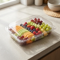 Boîte d'emballage pour pâtisserie, biscuits, pain, salade de fruits, pizza, transparente, écologique, en PET, avec couvercle transparent, 300x235x90mm, 280x205x90mm