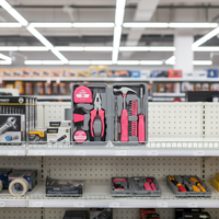 24 pièces, outils ménagers de base roses pour femmes, petit kit d'outils pour la promotion de cadeaux, ensemble d'outils de bricolage pour la maison