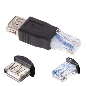 USB a型母到RJ45公以太网插座局域网以太网路由器插头适配器连接器