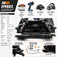 Voiture de tourisme RC 4x4 HNR H9803 à l'échelle 1/10, sans balais, électrique, télécommandée, pour drift, en métal, 5 canaux, qualité hobby