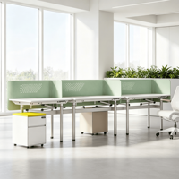 Écran de bureau acoustique en forme de L, gravé CNC, en feutre PET 100% fibre de polyester, dessus arrondi, cloison de bureau OEM