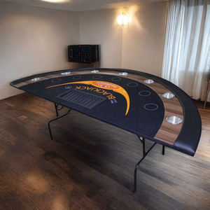 Table de blackjack à jambes pliantes de 84 pouces pour 7 joueurs Petite table de <span class=keywords><strong>poker</strong></span> demi-ronde - Product Image 2