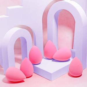 Venta al por mayor embalaje personalizable belleza cosmética huevo maquillaje esponja licuadora rosa azul púrpura y rosa colores sin látex - Product Image 6