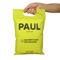 Sac de shopping en plastique découpé avec poignée, réutilisable, en PE, pour vêtements, avec logo