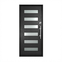 Porte d'entrée moderne en aluminium avec panneaux de verre personnalisés 3, 4, 5 ou 6 vitres, double battant, avec panneaux latéraux thermiques