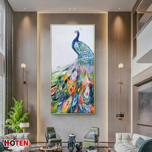 Handmade Handpainted Modern 3D Peacock Oil <strong>Painting</strong> on Canvas Custom Size Indoor Wall Decor Xiamen <strong>Animal</strong> <strong>Paintings</strong> - Product Image 3