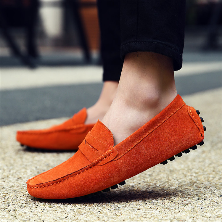 Plus Size 38-49 Pigskin Men Pea Soft Shoes Flats Light Breathable Slip-on Loafers Casual Shoes