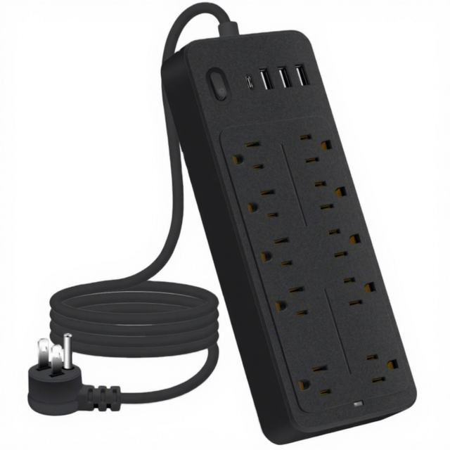10 Outlet 20A Surge Protector Power Strip Flat Plug Extension Cord 6 Ft USB C Fast Charging for Home Office Desk