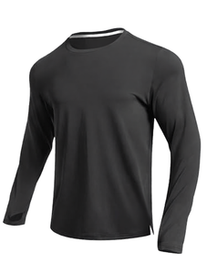 Quality Cotton Sportswear Fitness Undershirts Tank Top Long Sleeve Breathable Crew Neck Solid Pattern Low MOQ <b>Men</b> Summer - Product Image 2