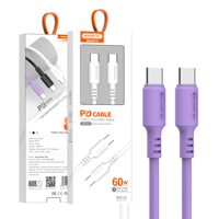 Kabel Data Pengisian Cepat TPE Lembut Tahan Lama 60W USB C Tipe C untuk iPhone PD Charger Adapter