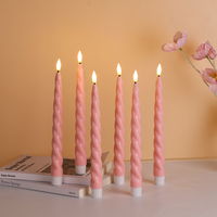 Bougie chauffe-plat à LED en cire de paraffine rose à flamme réelle en 3D à piles de Matti pour la décoration de la maison à Noël