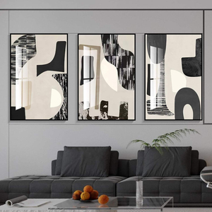 <span class=keywords><strong>Peinture</strong></span> murale en porcelaine cristalline, art abstrait minimaliste noir et blanc gris, décoration d'intérieur moderne de luxe en gros - Product Image 1
