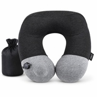 Olyi Oreiller de voyage gonflable en U, auto-gonflant, avec housse en peluche lavable, pour avion, voiture, bureau, OEM ODM, vente en gros