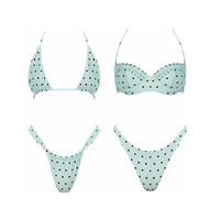 Fabricant de maillots de bain personnalisés écologiques, ensemble de bikini à volants, à nouer, sans couture, double doublure, à pois, maillot de bain pour femmes