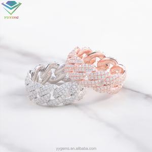 Bague cubaine à deux rangs en argent sterling 925 plaqué or 18 carats, sertie de diamants en moissanite VVS, style hip-hop, très vendue - Product Image 3