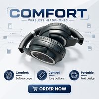Casque pliable avec écran LED numérique, batterie 40H, connexion 3 voies (BT/TF/Filaire), portée 10M