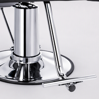 Fauteuil de Barbier Hydraulique Moderne en Cuir PU Noir avec Boutons Capitonnés, Appui-tête Réglable, Base Chromée, Hauteur Ajustable