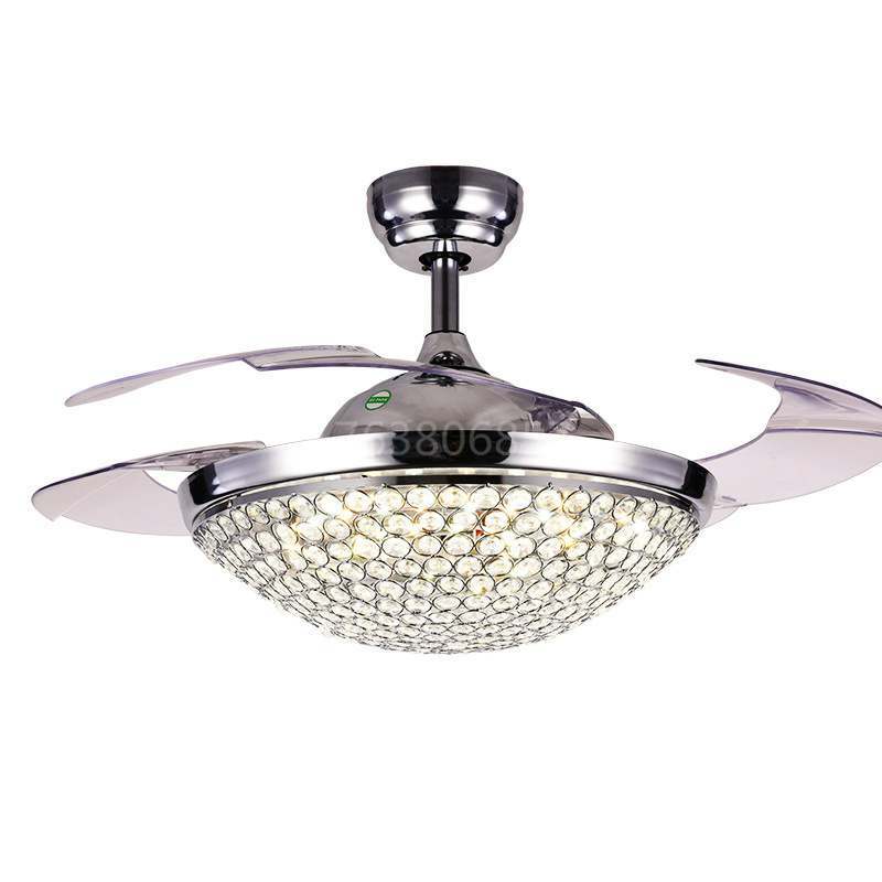 Alexa and Google Home Tuya Intelligent Voice Control Led Three-color Variable Light 42-inch Living Room Fan Lamp (Sliver)