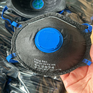 Máscara de Poeira Preta FFP2 com Válvula, Cobertura Nasal em Tecido de Carbono EN149, Máscara de Proteção Pessoal para Construção e Mineração - Product Image 5