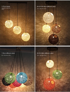 โคมไฟหวายหัวเดียวสุดสร้างสรรค์แบบนอร์ดิกที่ทันสมัยสำหรับใช้ในครัวเรือนบ้านรังนกสานแก้วทรงกลมทำจากป่านสำหรับตกแต่งเฉพาะบุคคล - Product Image 6