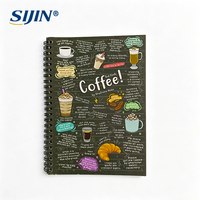 Carnet à spirale professionnel à motif café, ligné, pour étudiants, avec double reliure spirale, pour l'école et le bureau