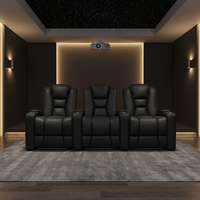 Sofá Reclinable Eléctrico de Cuero Multifuncional para Cine en Casa con Mesa Auxiliar y Almacenamiento Extensible