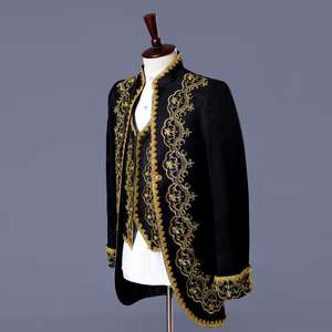 Hombres Victorian <span class=keywords><strong>Prince</strong></span> vestido de boda Blazer trajes adultos hombres etapa Cosplay disfraz bordado chaqueta chaleco abrigo pantalones conjunto - Product Image 2