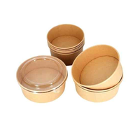 Bol rond en papier kraft brun à vendre chaud avec couvercle en PET pour salade à emporter Rapide et pratique