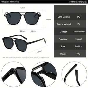 Lunettes de soleil pilote vintage 2025 personnalisables avec logo, double pont, verres dégradés UV400, rivets, pour hommes et femmes - Product Image 6