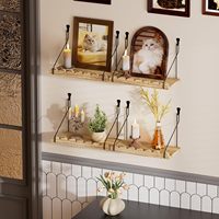 Étagères flottantes festonnées durables, lot de 4, 118 pouces, en bois de Paulownia, étagères murales rustiques pour plantes, salle de bain, chambre, salon