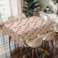 Nappe rouge rectangulaire à motifs RNPT, housse de table en PVC pour les fêtes de Noël