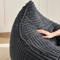 Fauteuil pouf individuel en tissu velours côtelé, compressé et emballé sous vide