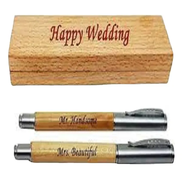 Stylo en bois avec logo personnalisé écologique avec étui, ensemble de stylos cadeaux, stylet en bambou, ensemble de stylos à bille avec boîte en papier