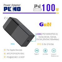 Adaptateur pour ordinateur portable PD100W en nitrure de gallium, chargeur intelligent numérique PD haute puissance Type C avec protection OTP et OVP, stockage d'énergie