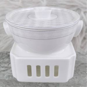 Soupière en porcelaine fine bleue et blanche à double anse avec base chauffante pour hôtel et restaurant - Product Image 6