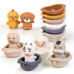 Giocattoli Ecologici per Bambini, Animali Galleggianti Educativi, Bambole a Mano, Giocattoli da Bagno <span class=keywords><strong>in</strong></span> Silicone Impilabili per Neonati - Product Image 1