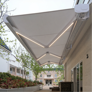 Auvent de terrasse électrique extérieur en acrylique avec télécommande, cadre en aluminium blanc, auvent pour terrasse - Product Image 1
