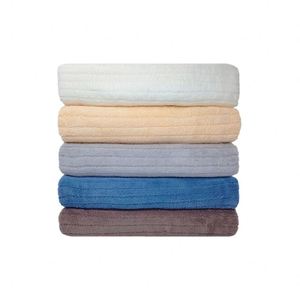 Lot de serviettes de bain en microfibre écologiques pour la plage, ultra douces, à rayures, tricotées, très absorbantes, pour la maison - Product Image 1