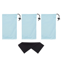 Pochette rectangulaire en microfibre pour lunettes, étui de rangement souple et imperméable pour lunettes de soleil, étui à cordon de couleur unie