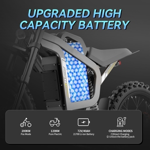 Dirt Bike Aluminum Frame Mountain E-Bike <b>72V</b> 40Ah 3000W Motor Lithium-Ion Pack 7-Speed Full Suspension - Product Image 6