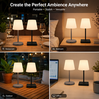 Lampe de chevet LED tactile en métal CoolQing moderne, rechargeable, sans fil, à intensité variable, pour chambre et salon