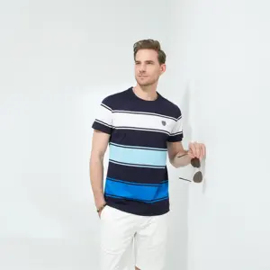 Raidyboer Oem Summer High Quality Cotton Stripped T Shirt Custom Logo Men's T-shirts Wholesale Blank Striped T-shirt
