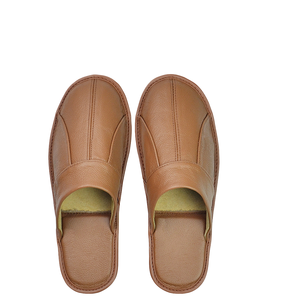 <b>Men</b> Genuine Cowhide Leather <b>Slippers</b> Breathable Shock Absorption Soft Smooth Sole <b>Bedroom</b> Flat Indoor Outdoor All Seasons - Product Image 2