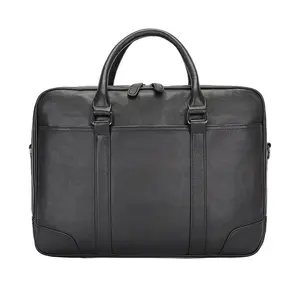 Bolsos de mensajero de cuero auténtico para hombre, maletín para ordenador portátil/bolso de cuero para ordenador portátil de negocios para hombre a la moda