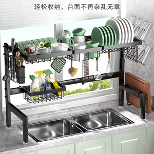 Escurridor de Platos Extensible con Bandeja, Organizador Ajustable para Encimera, Moderno Soporte de Almacenamiento para Fregadero de Cocina - Product Image 3