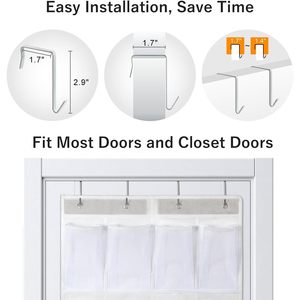 Over The Door <b>Shoe</b> Organizer 20 Mesh Pockets White Hanging Storage For <b>Shoes</b> Closet Pantry With <b>Hooks</b> - Product Image 5