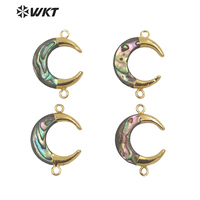WT-JP271 nouvelle couleur mode or Double boucles coquille d'ormeau naturel petit croissant corne lune connecteur pour Bracelet collier