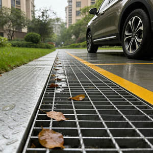 Grille carrée torsadée <span class=keywords><strong>en</strong></span> acier galvanisé à chaud et <span class=keywords><strong>en</strong></span> acier inoxydable robuste pour passerelles et plateformes extérieures - Product Image 1