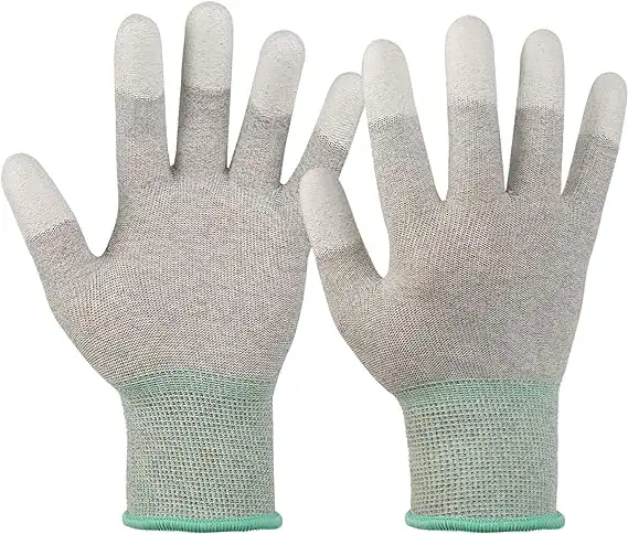 13 Gauge PU Coated Fingertip Grey Carbon Fibers Anti Static ESD Safety Work Gloves