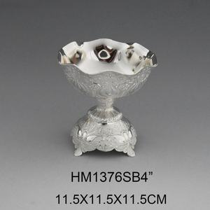 สังกะสีอัลลอยRetroตกแต่งอินเดียเงินชามผลไม้ภาษาสวีดิชคำชาม - Product Image 3